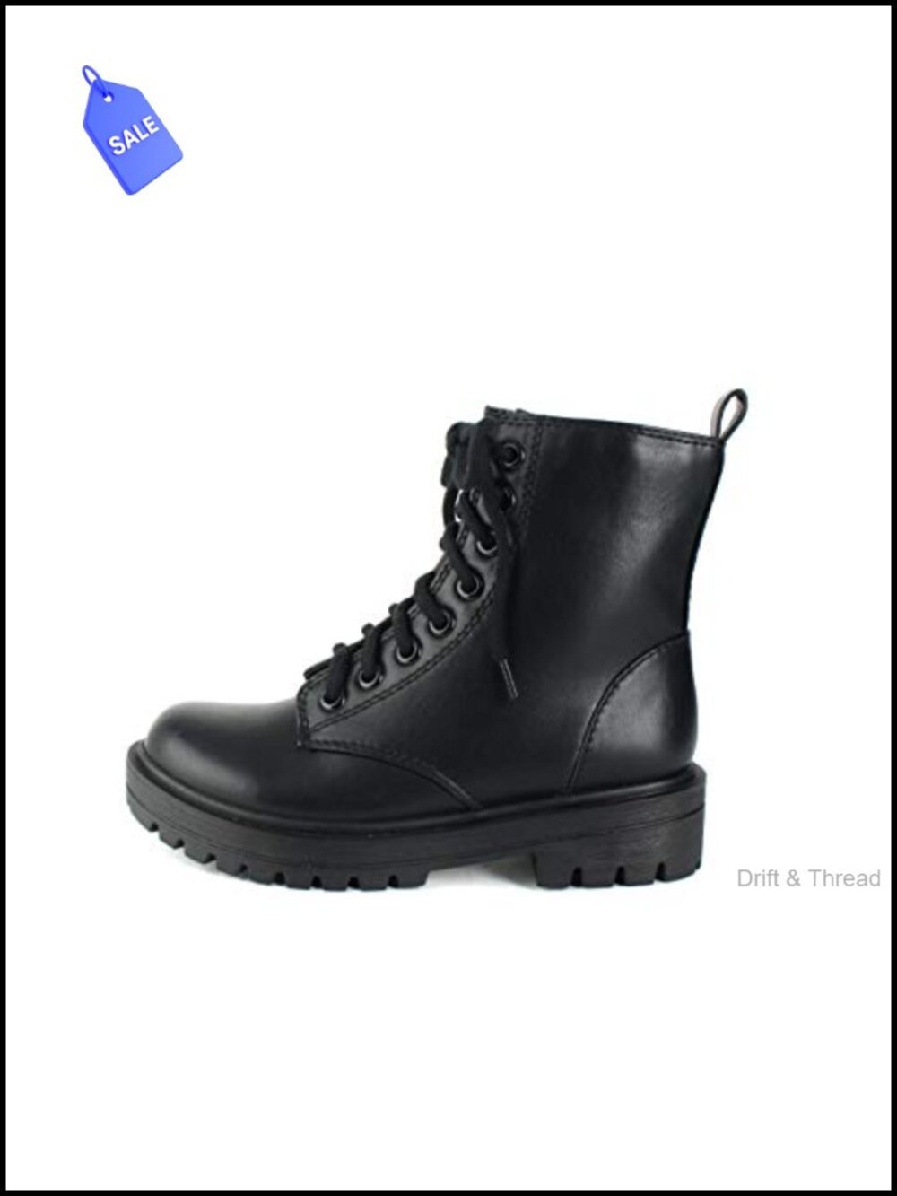Lug Sole Combat Ankle Bootie Lace Up with Side Zipper